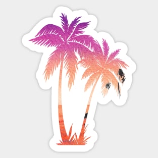 Palm trees silhouette and sunset double exposure Sticker